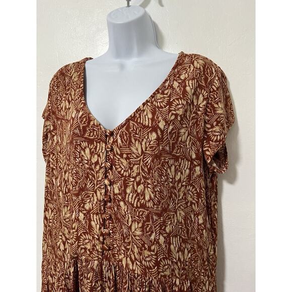 Garnet Hill Floral Knee Length Shift Dress Size M Red Cottage Prairie Pockets - Picture 4 of 8